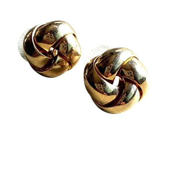 Gold Tone Knot Stud Earrings For Women Minimalist Secure Push Back Closure - Picture 6 of 9